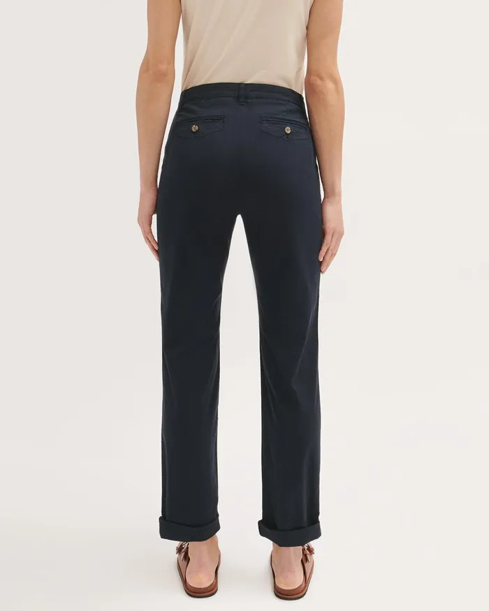 Jigsaw Trousers Women Slim Leg Cotton Chino Trouser Blue