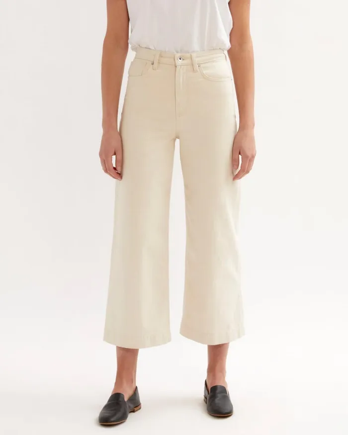 Jigsaw Trousers Women Tyne Wide Leg Jean Cream