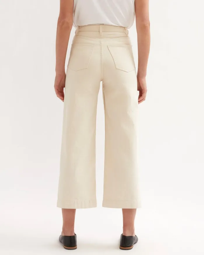 Jigsaw Trousers Women Tyne Wide Leg Jean Cream