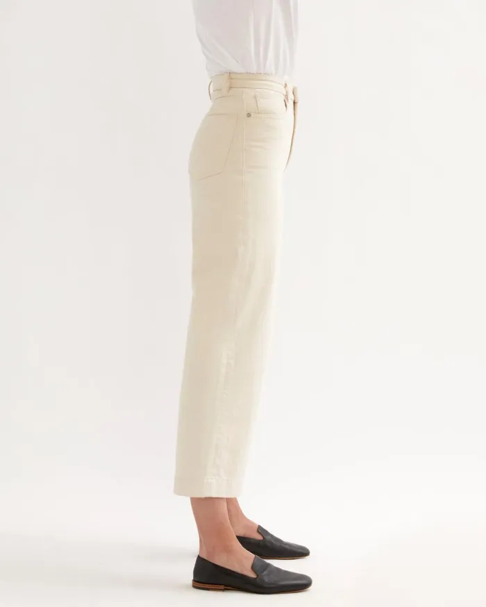 Jigsaw Trousers Women Tyne Wide Leg Jean Cream