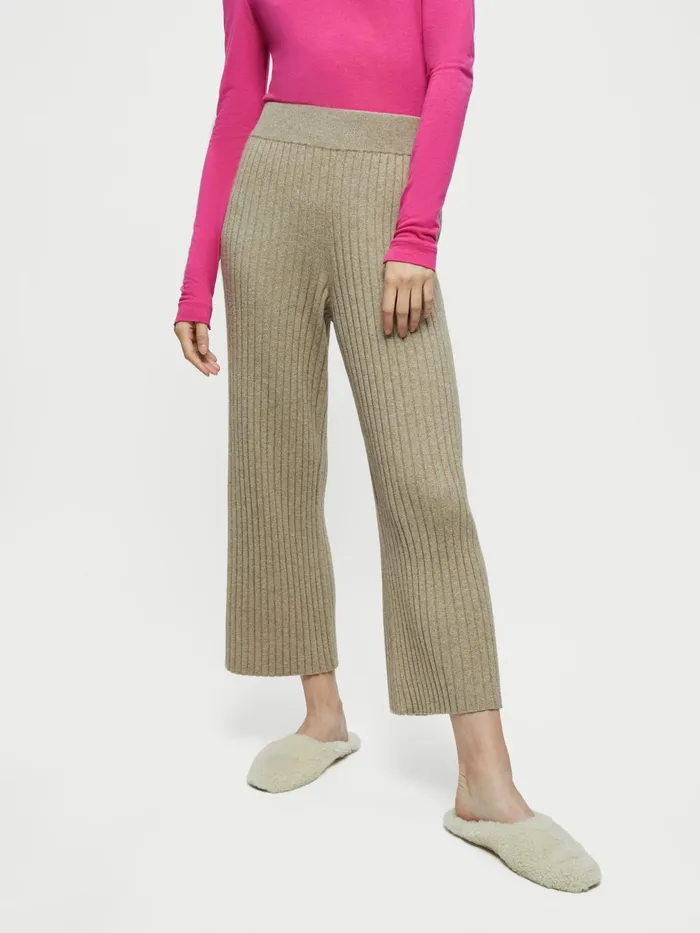 Jigsaw Trousers Women Wool Mix Rib Trackpant Brown