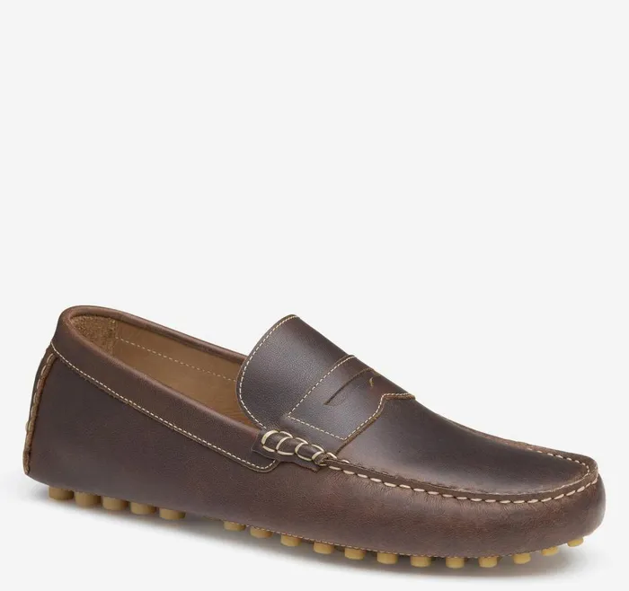 Johnston and Murphy Athens Penny Brown Full Grain Men SlipOns