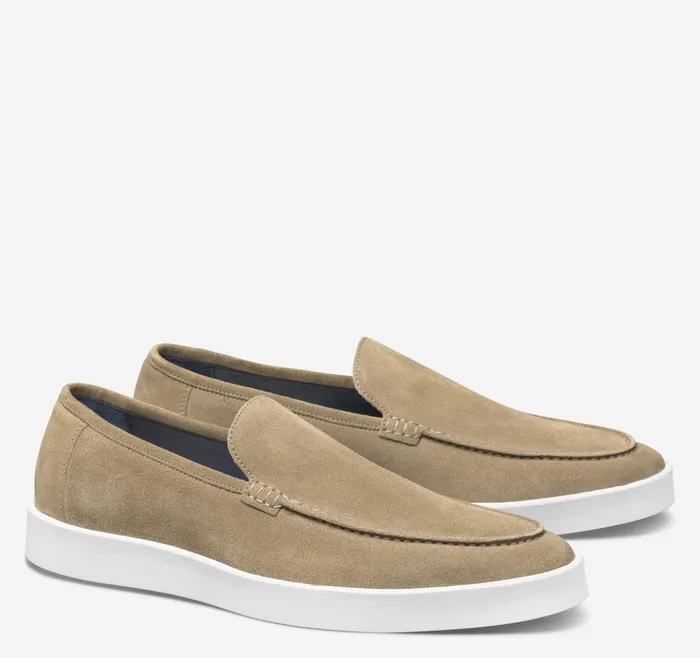 Johnston and Murphy Bolivar Venetian Taupe Italian Suede Men SlipOns
