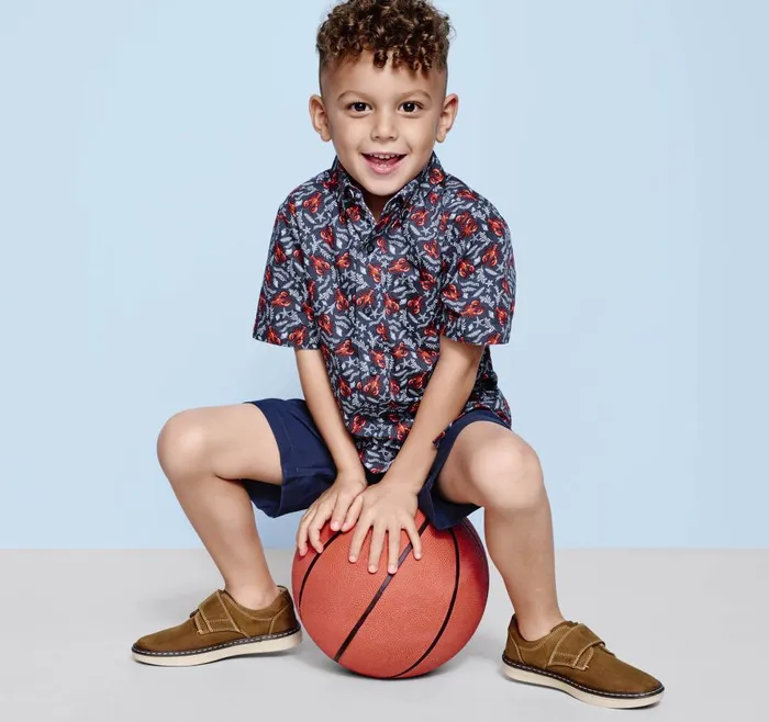 Johnston and Murphy Boys ShortSleeve Printed Shirt Navy Lobster Boys Shirts Johnston and Murphy Boys ShortSleeve Printed Shirt Navy Lobster Boys Shirts