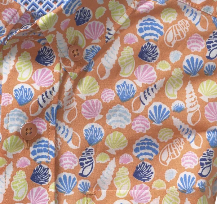 Johnston and Murphy Boys ShortSleeve Printed Shirt Orange Seashell Boys Shirts Johnston and Murphy Boys ShortSleeve Printed Shirt Orange Seashell Boys Shirts