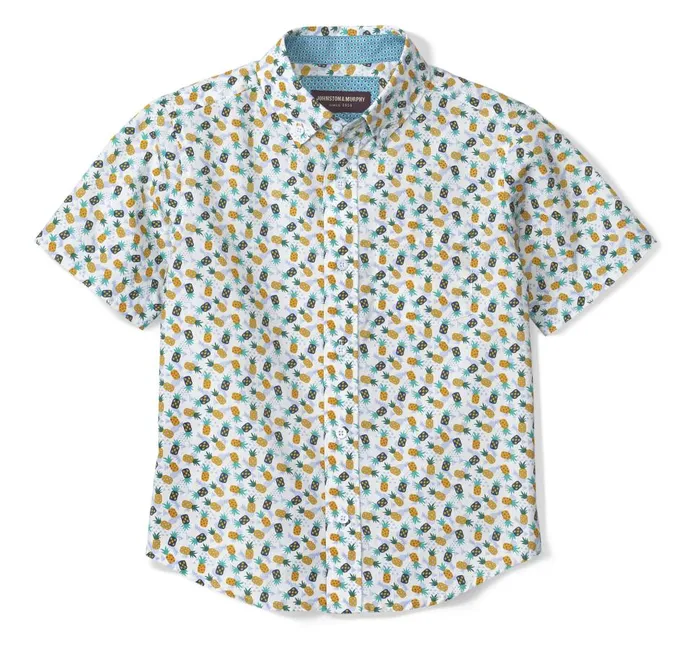 Johnston and Murphy Boys ShortSleeve Printed Shirt Pineapple Boys Shirts Johnston and Murphy Boys ShortSleeve Printed Shirt Pineapple Boys Shirts