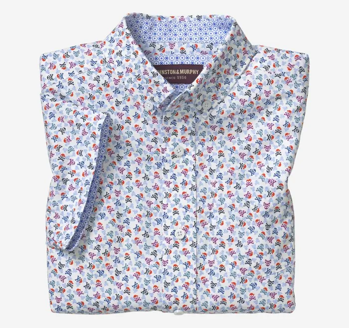 Johnston and Murphy Boys ShortSleeve Printed Shirt White Multi Skull Boys Shirts