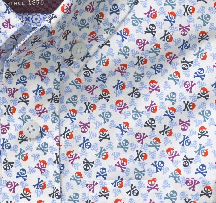 Johnston and Murphy Boys ShortSleeve Printed Shirt White Multi Skull Boys Shirts Johnston and Murphy Boys ShortSleeve Printed Shirt White Multi Skull Boys Shirts