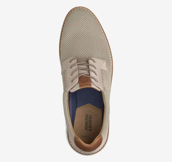Johnston and Murphy Braydon Knit Plain Toe Taupe Knit Men LaceUps Johnston and Murphy Braydon Knit Plain Toe Taupe Knit Men LaceUps