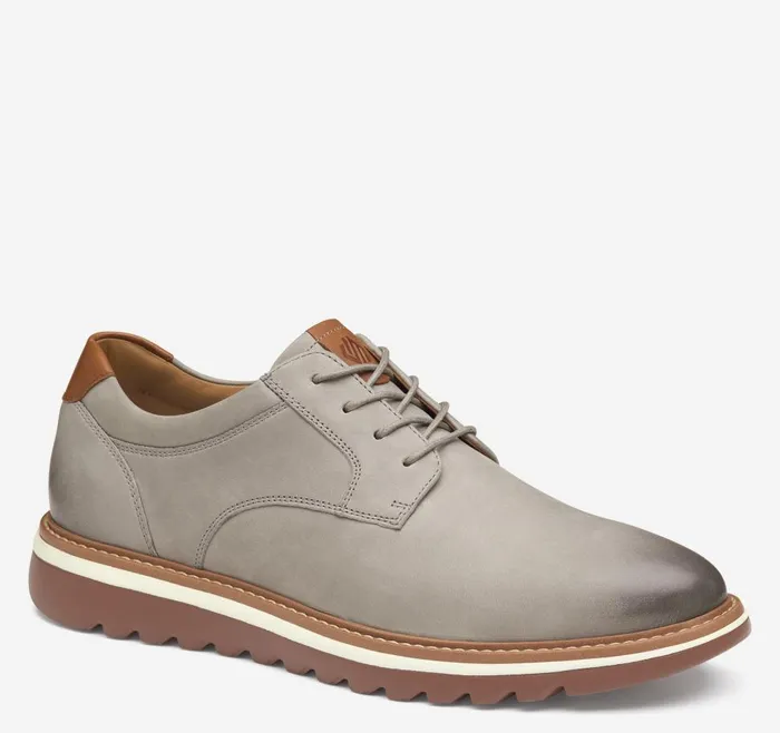 Johnston and Murphy Braydon Plain Toe Gray Oiled Nubuck Men LaceUps