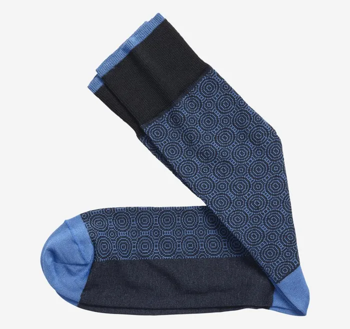 Johnston and Murphy Circle Grid Socks Navy Men Socks