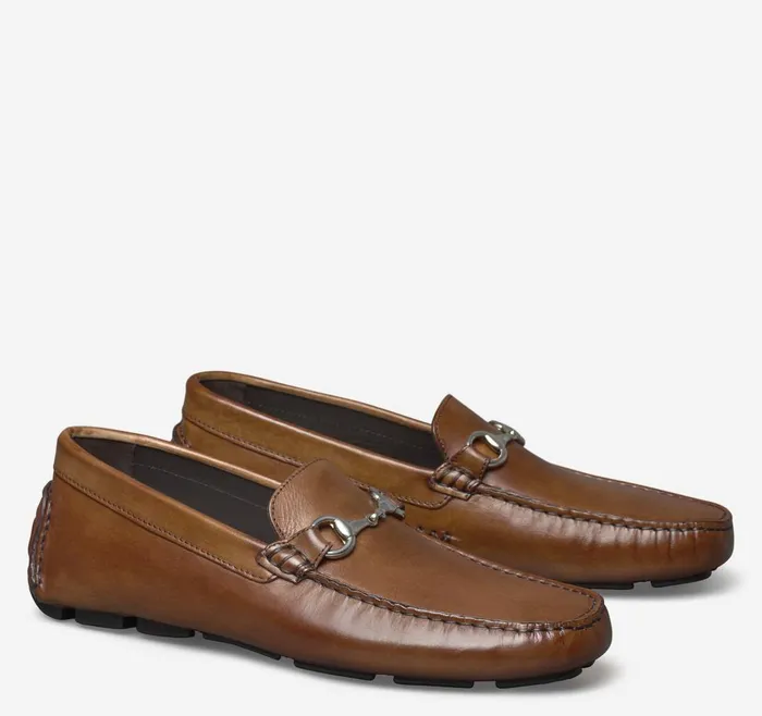Johnston and Murphy Dayton Bit Brown Italian Calfskin Men SlipOns
