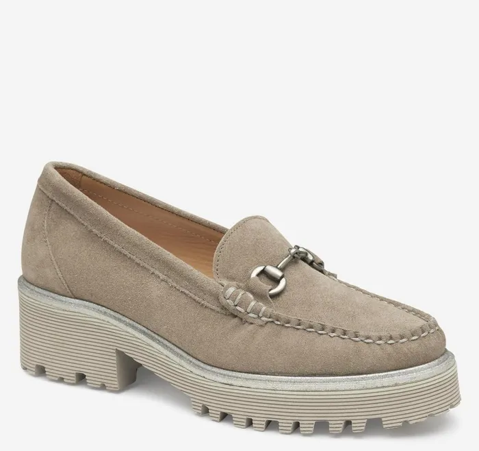 Johnston and Murphy Emmalynn Bit Loafer Taupe Suede Women Mules and Loafers