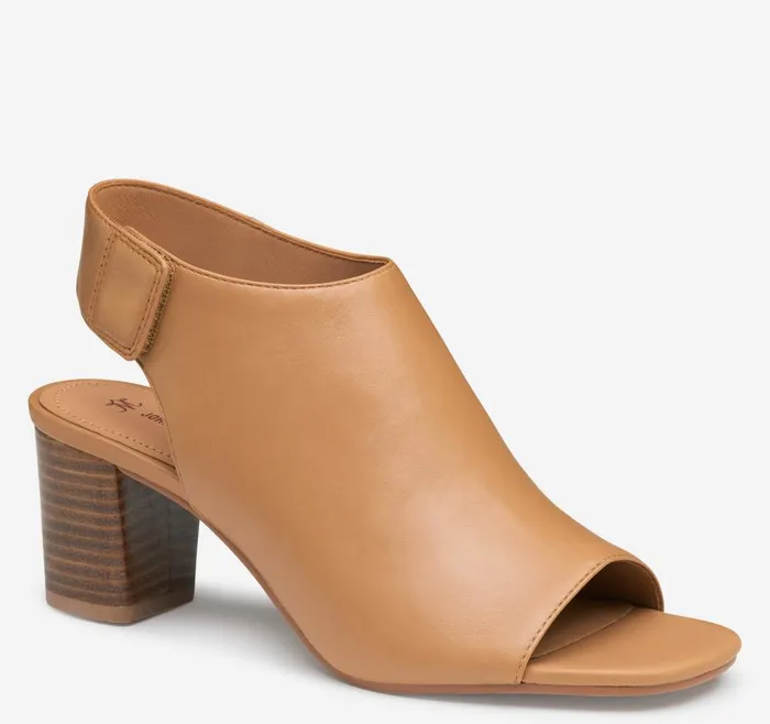 Johnston and Murphy Evelyn OpenToe Bootie Tan Glove Leather Women Boots and Booties Johnston and Murphy Evelyn OpenToe Bootie Tan Glove Leather Women Boots and Booties