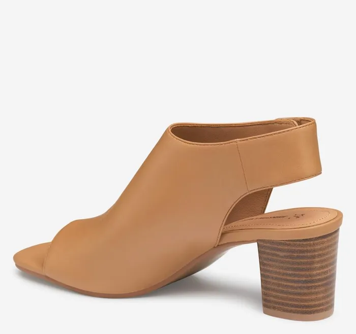 Johnston and Murphy Evelyn OpenToe Bootie Tan Glove Leather Women Boots and Booties Johnston and Murphy Evelyn OpenToe Bootie Tan Glove Leather Women Boots and Booties