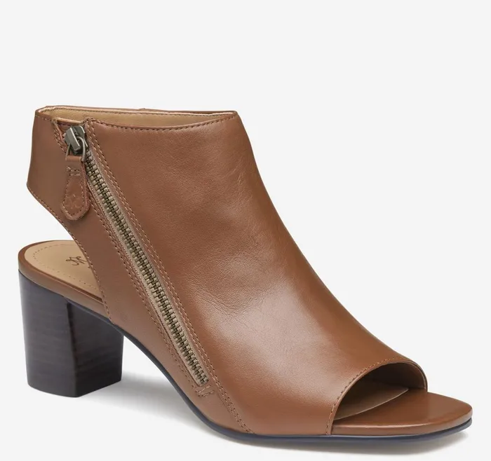 Johnston and Murphy Evelyn SideZip Bootie Cognac Glove Leather Women Boots and Booties Johnston and Murphy Evelyn SideZip Bootie Cognac Glove Leather Women Boots and Booties