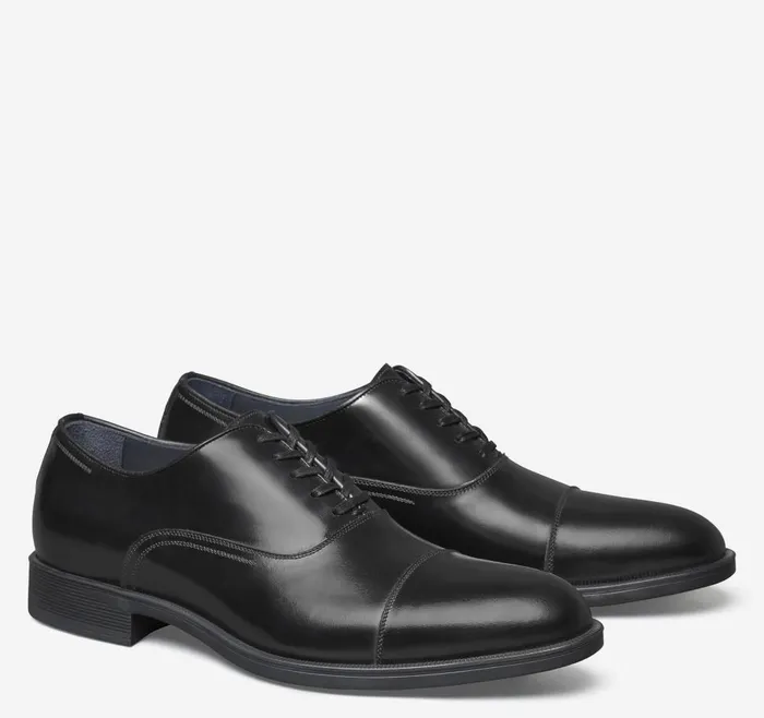 Johnston and Murphy Flynch Cap Toe Black Italian Calfskin Men LaceUps