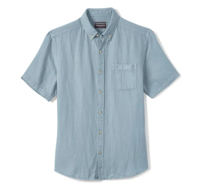 Johnston and Murphy Garment Dyed Shirt Blue Men ShortSleeve Shirts Johnston and Murphy Garment Dyed Shirt Blue Men ShortSleeve Shirts
