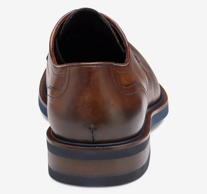 Johnston and Murphy Hartley Plain Toe Brown Italian Calfskin Men LaceUps