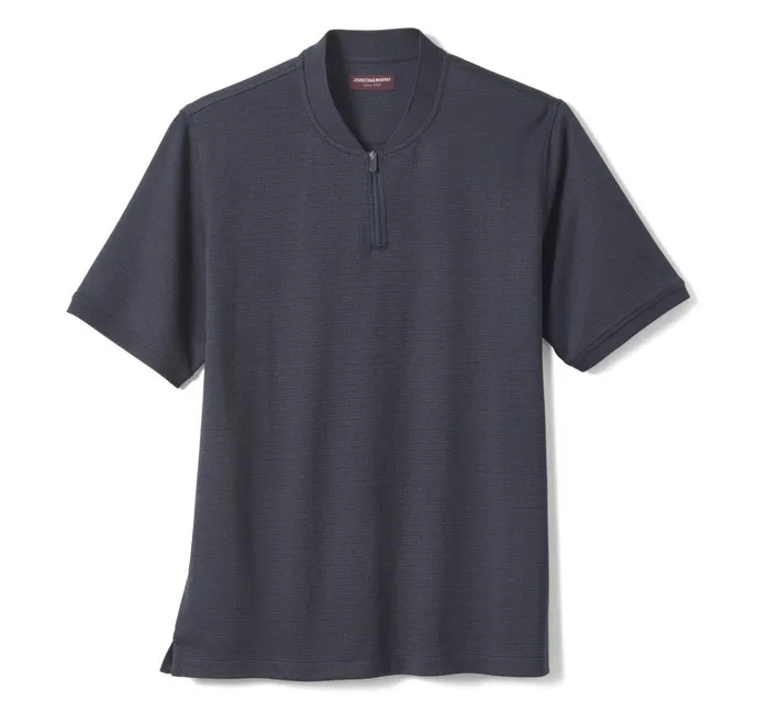 Johnston and Murphy Jacquard Zip Polo Navy Men Polos and Tees Johnston and Murphy Jacquard Zip Polo Navy Men Polos and Tees