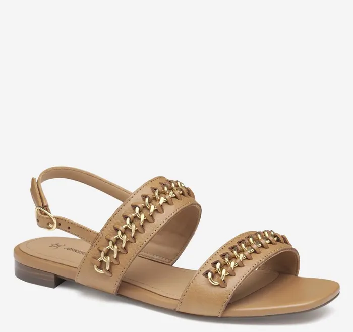 Johnston and Murphy Lilly Chain Sandal Tan Glove Leather Women Sandals