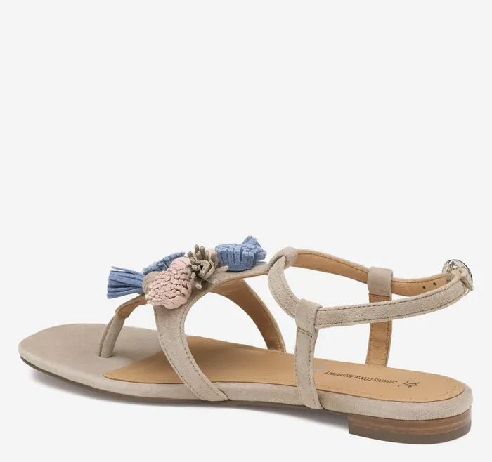 Johnston and Murphy Lilly Tassel Thong Taupe Multi Kid Suede Women Sandals Johnston and Murphy Lilly Tassel Thong Taupe Multi Kid Suede Women Sandals