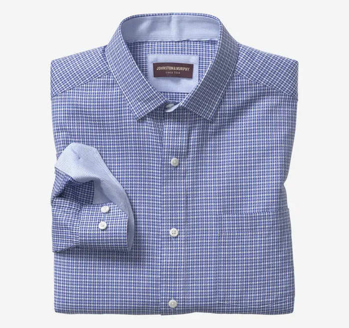 Johnston and Murphy LongSleeve Dress Shirt Blue Fourpoint Stars Men Shirts