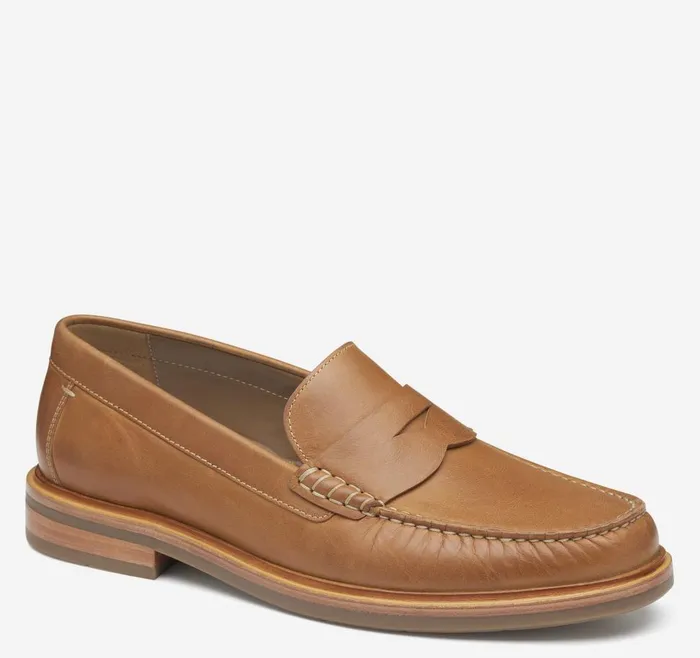 Johnston and Murphy Lyles Penny Tan Full Grain Men SlipOns