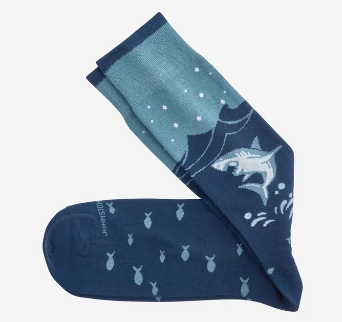 Johnston and Murphy Novelty Socks Blue Fish And Moon Men Socks