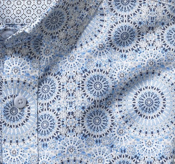 Johnston and Murphy Printed Cotton Shirt Blue Kaleidoscope Men Shirts Johnston and Murphy Printed Cotton Shirt Blue Kaleidoscope Men Shirts