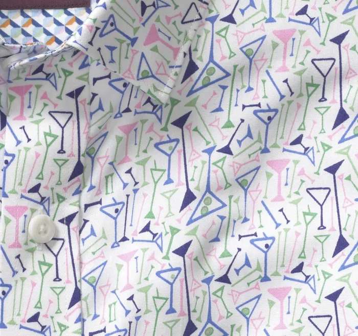 Johnston and Murphy Printed Cotton Shirt White Martini Men Shirts Johnston and Murphy Printed Cotton Shirt White Martini Men Shirts