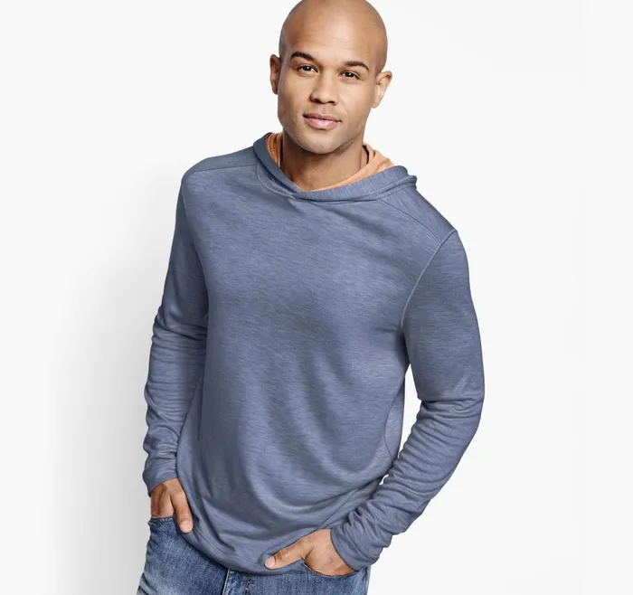 Johnston and Murphy Reversible Knit Hoodie Navyorange Men Loungewear