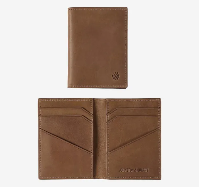Johnston and Murphy Rhodes Bifold Card Case Tan Full Grain Men Wallets