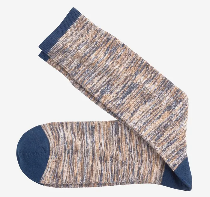 Johnston and Murphy Space Dye Colorblock Socks Khaki Colorblock Men Socks