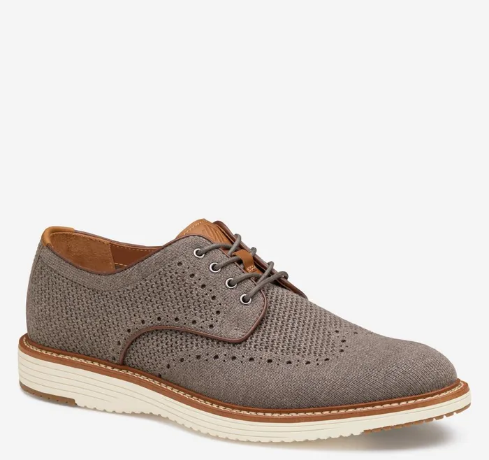 Johnston and Murphy Upton Knit Wingtip Gray Knit Men LaceUps