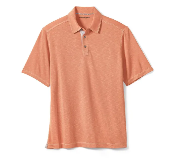 Johnston and Murphy Vintage Slub Polo Orange Men Polos and Tees