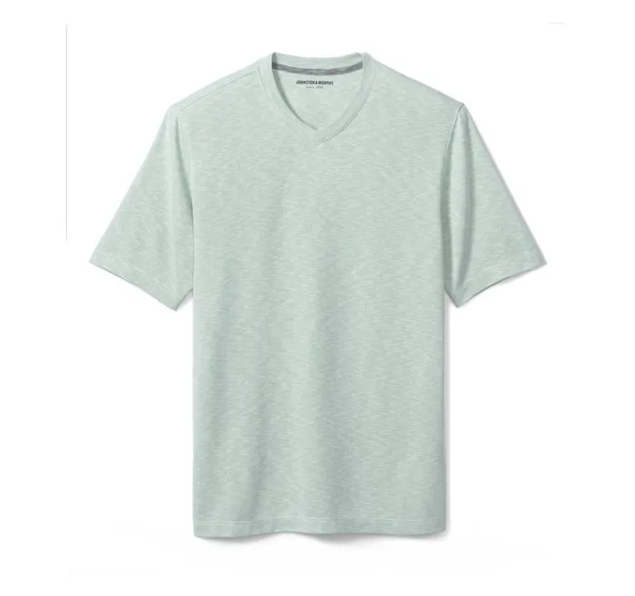 Johnston and Murphy Vintage Slub VNeck Tee Mint Men Polos and Tees