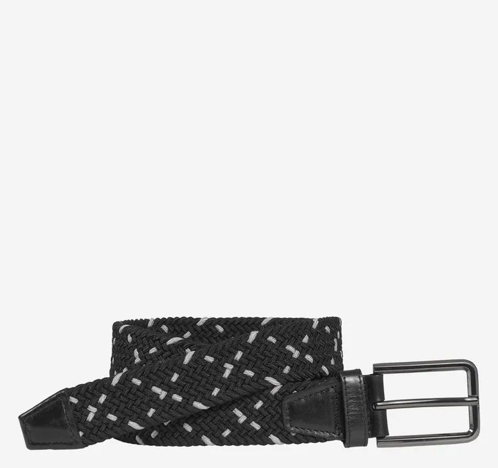 Johnston and Murphy Woven StretchKnit Belt Blackgray Men Belts
