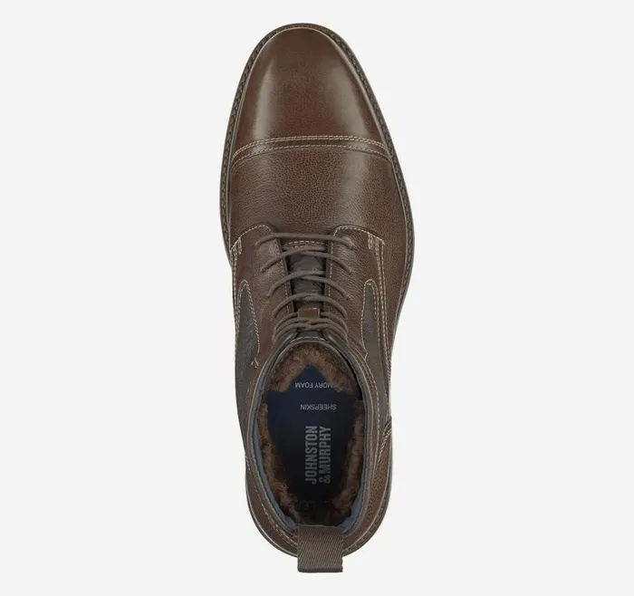 Johnston and Murphy XC Flex Raleigh Cap Toe Shearling Boot Mahogany Full Grainshearling Men Boots Johnston and Murphy XC Flex Raleigh Cap Toe Shearling Boot Mahogany Full Grainshearling Men Boots