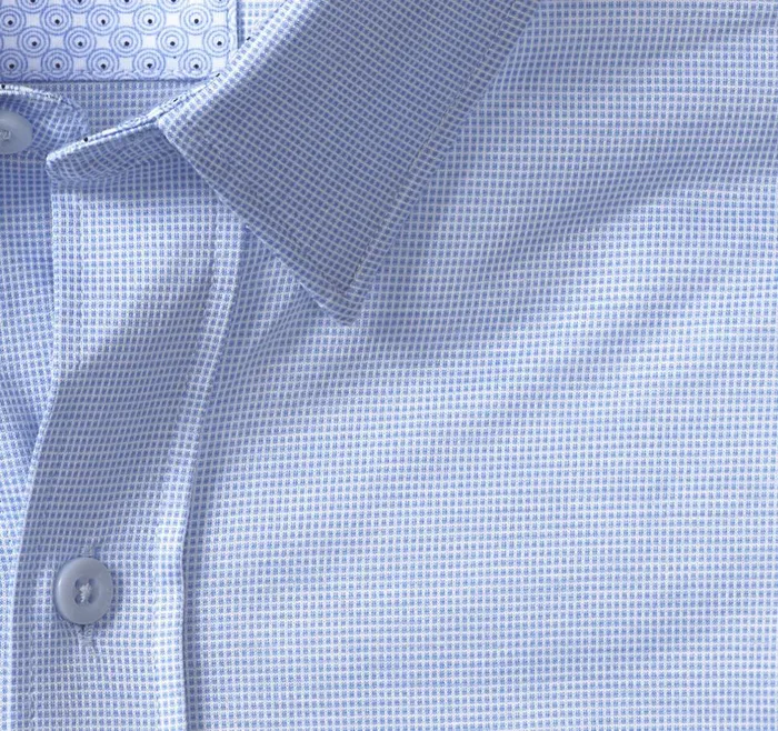 Johnston and Murphy XC Flex Stretch LongSleeve Shirt Blue Birdseye Men Shirts