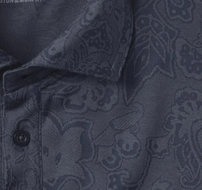 Johnston and Murphy XC4 Jacquard Performance Polo Navy Paisley Men Polos and Tees Johnston and Murphy XC4 Jacquard Performance Polo Navy Paisley Men Polos and Tees