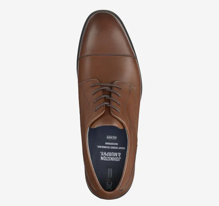 Johnston and Murphy XC4 Maddox Cap Toe Tan Waterproof Full Grain Men LaceUps