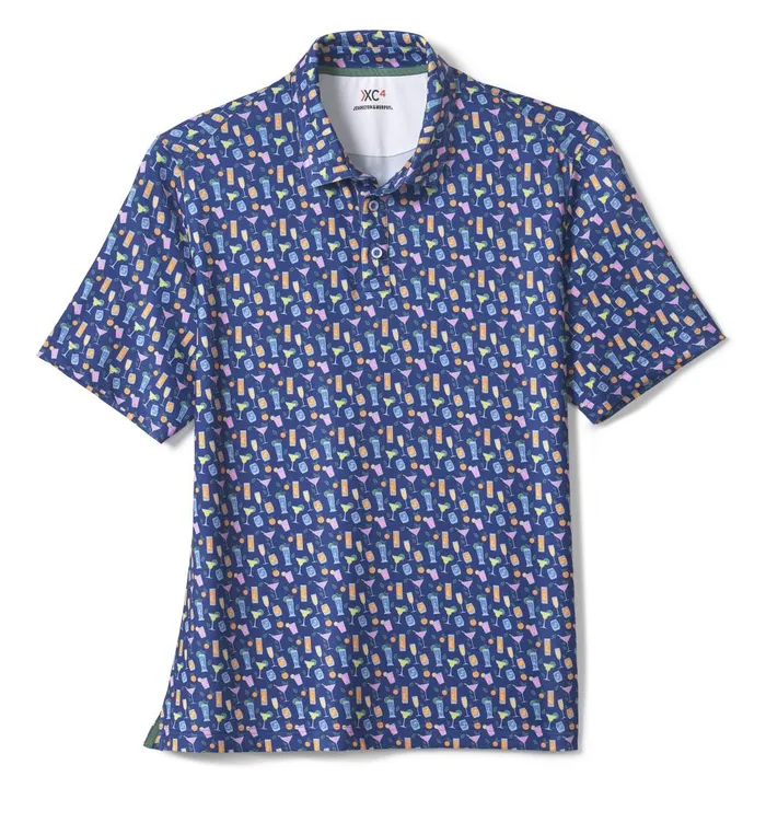 Johnston and Murphy XC4 Performance Polo Navy Cocktail Men Polos and Tees Johnston and Murphy XC4 Performance Polo Navy Cocktail Men Polos and Tees