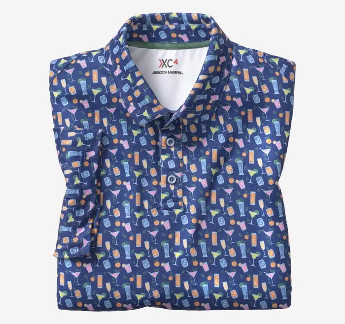 Johnston and Murphy XC4 Performance Polo Navy Cocktail Men Polos and Tees Johnston and Murphy XC4 Performance Polo Navy Cocktail Men Polos and Tees