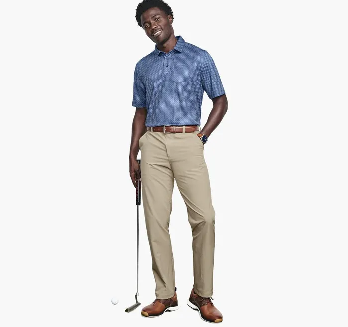 Johnston and Murphy XC4 Performance Polo Navy Geo Men Polos and Tees Johnston and Murphy XC4 Performance Polo Navy Geo Men Polos and Tees