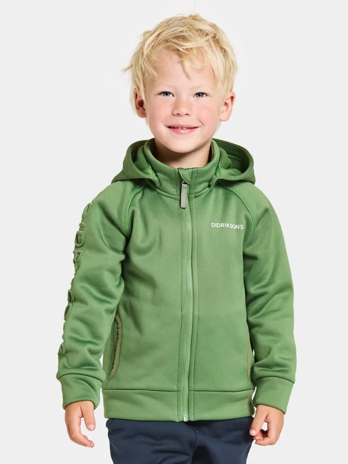 Kids Corin FullZip Algae Green Didriksons Softshell Jackets