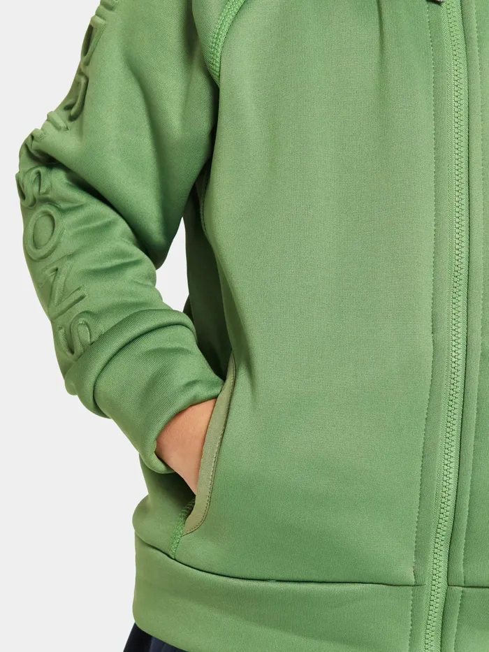 Kids Corin FullZip Algae Green Didriksons Softshell Jackets