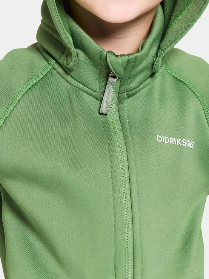Kids Corin FullZip Algae Green Didriksons Softshell Jackets