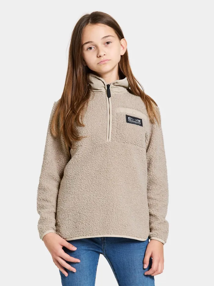 Kids Exa Half Zip Beach Beige Didriksons Fleece and Midlayers