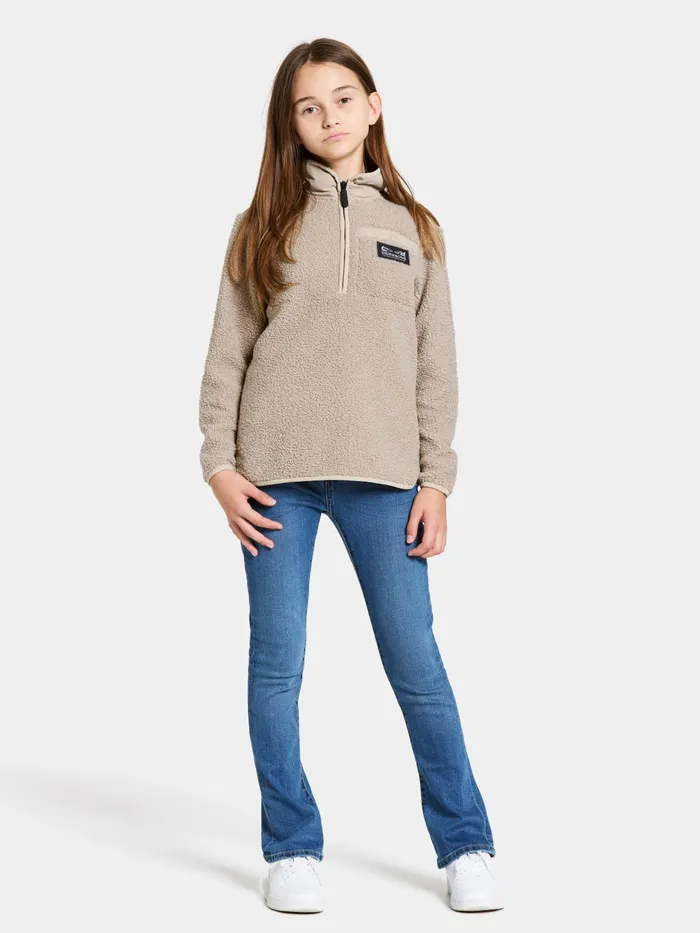 Kids Exa Half Zip Beach Beige Didriksons Fleece and Midlayers